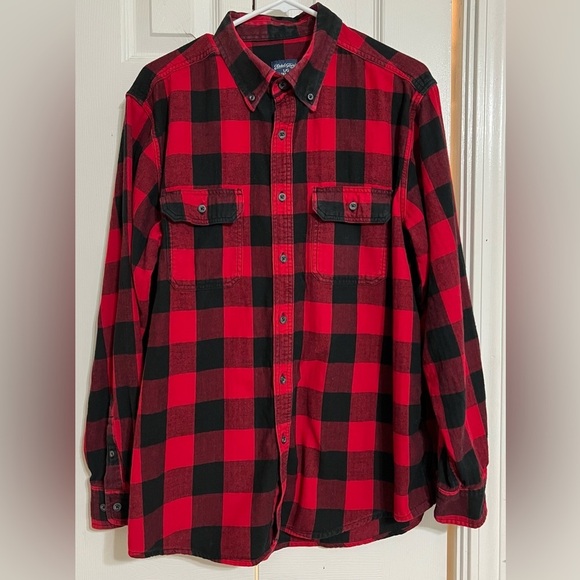 Faded Glory Mens Flannel Button Down Shirt Long Sleeve Buffalo Check Size L - Picture 2 of 10